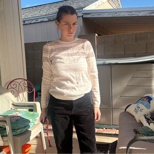 Izod Cream and Pink Knit Sweater